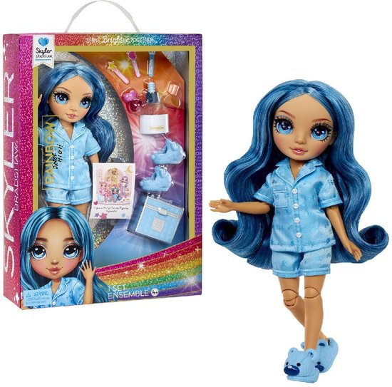 Rainbow High Junior High Pyjamaparty - 23 cm - Skyler (blauw) - Modepop van Rainbow High