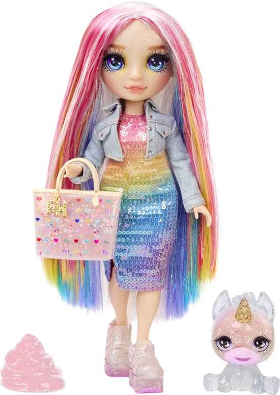 Rainbow High Klassieke Modepop - 28 cm - Amaya (regenboog) - Met slijmset en diertje van Rainbow High