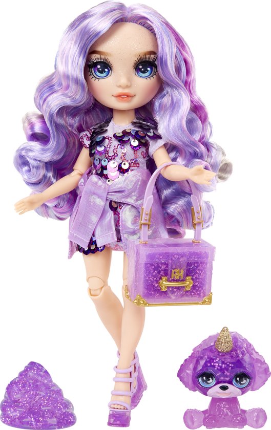 Rainbow High Klassieke Modepop - 28 cm - Violet (paars) - Met slijmset en diertje van Rainbow High