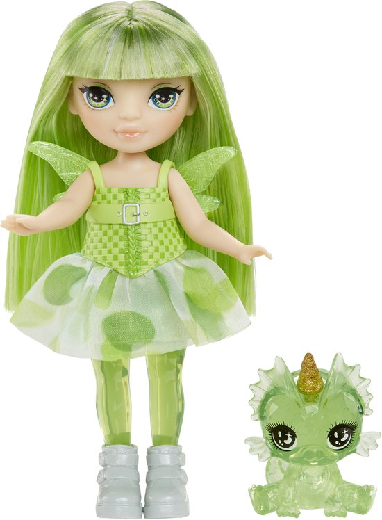 Rainbow High Littles Rainbow Fantasy-elfjes en diertje – Emerald, kleine, poseerbare, groene pop van 14 cm en fantasiedraak met verwisselbare elfenvleugels. Cadeau voor kinderen van 4+ jaar van Rainbow High