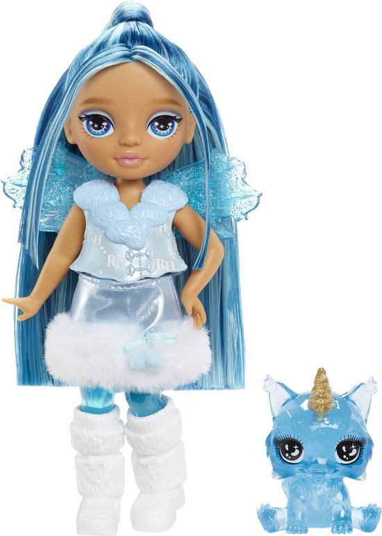 Rainbow High Littles Rainbow Fantasy-elfjes en diertje – Sapphire, kleine, poseerbare, blauwe pop van 14 cm en fantasiehond met verwisselbare elfenvleugels. Cadeau voor kinderen van 4+ jaar van Rainbow High