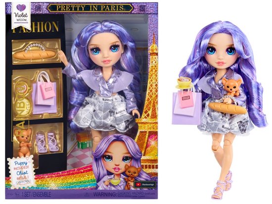 Rainbow High Pretty in Paris-modepop Violet Willow (paars) van 28 cm met statementoutfit, stijlvolle handtas, speelgoed of cadeau voor meisjes, kinderen van 4-12 jaar