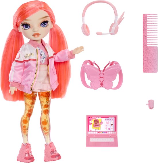 Rainbow High Sparkle and Shine-pop Dawn met magische luchtbellen in haar benen, koraalrood haar, modepop van 28 cm van Rainbow High