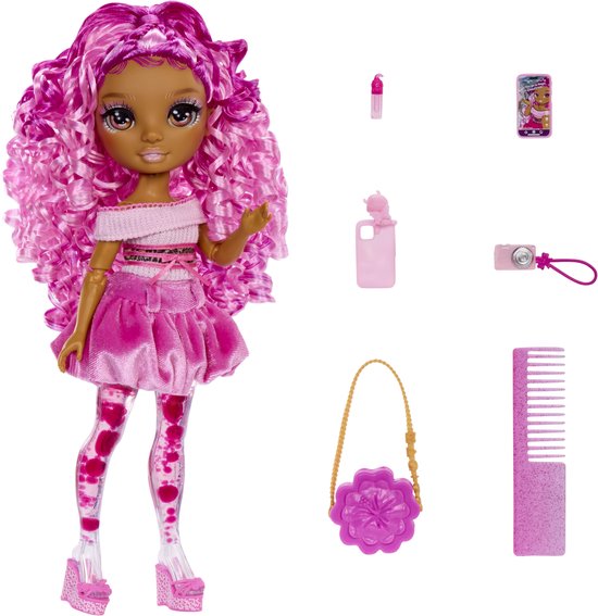 Rainbow High Sparkle and Shine-pop Leilani met magische luchtbellen in haar benen, roze haar, modepop van 28 cm van Rainbow High