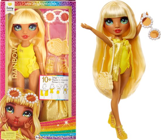 Rainbow High Swim & Style-modepop - 28 cm - Sunny (geel) van Rainbow High