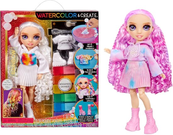 Rainbow High Watercolor & Create Modepop - Paarse ogen van Rainbow High