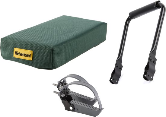 ROJO Fietskussen Bagagedrager Donkergroen + Rugsteun Bagagedrager + Voetsteunen (Universele Set) van ROJO