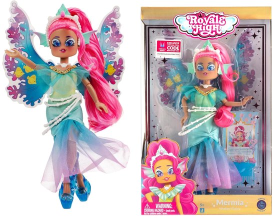 Royale High 23 cm Mermia the Water Fairy Fashion modepop - Met Fairy Journal en kam van Merkloos