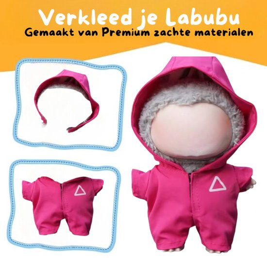 Roze Poppenkleding - Met Overall van Inspired by Squid Game - Cool & Stoer - Geschikt voor Labubu van Merkloos