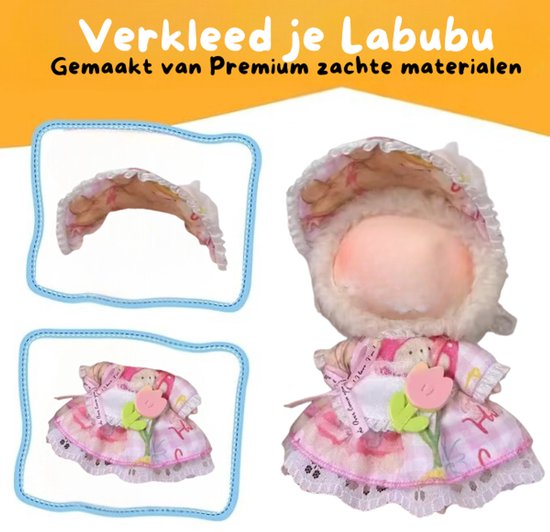 Roze Poppenkleding met Tulpje - Met Jurkje & Mutsje - Cute Geschikt voor Labubu van Merkloos