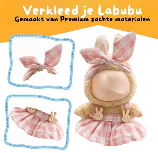 Roze Rok Kleding – Cute Outfit Accessoire Geschikt voor Labubu (Pop Niet Inbegrepen) van Instinctoy