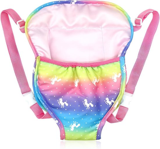 Rugzak voor poppen 45 cm met verstelbare schouderbanden in regenboogkleuren - Speelgoed voor kinderen - Cadeau-ideeën