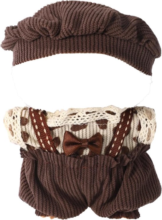 Schattige Corduroy Poppenkleding Set met Overall en Hoed voor Kleine Poppen (17 cm)