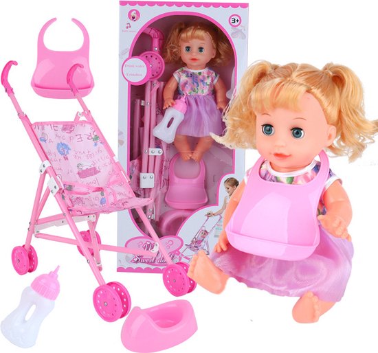 Schattige Meisjespop – Zachte Knuffelpop met Realistisch Uiterlijk en Verzorgingsset – Perfect Speelgoed voor Meisjes, Peuters en Kleuters – Ideaal Cadeau voor Verjaardag en Feestdagen van PlayTimeBaby