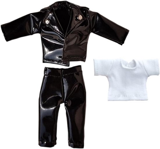 Set van 3 Delige Kleding voor 11cm Poppen - Jas, T-shirt en Broek Set voor 1/12 BJD