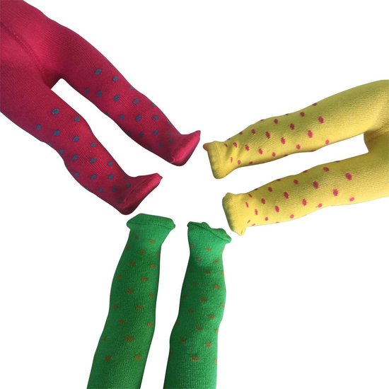 Set van 3 Polka Dot Panty's voor 46 cm Poppen - Geel, Rood en Marineblauw Poppenleggings van Merkloos