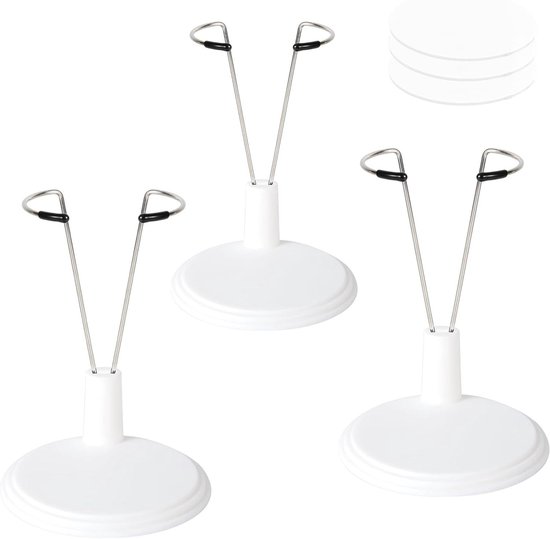 Set van 3 Poppendisplaystandaards | Verstelbare Poppendisplaysteunen | Praktische Accessoires voor Poppen | Witte Poppenstandaards met Opslag-optie van Merkloos