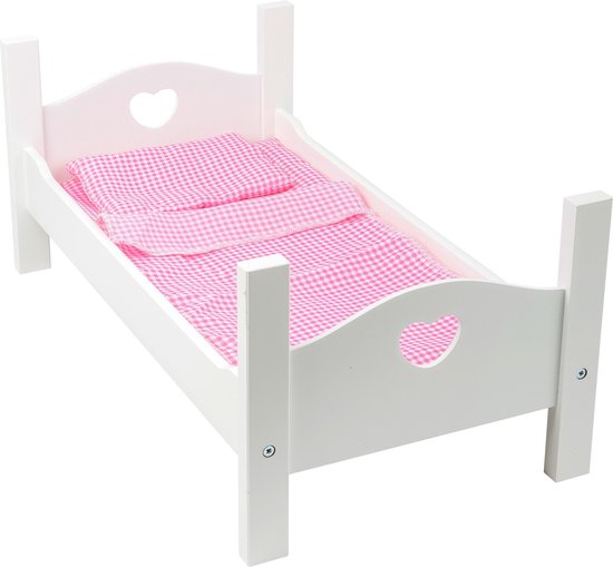 Small Foot Houten Poppenbed Met Beddengoed 50 Cm Wit/roze van Small Foot