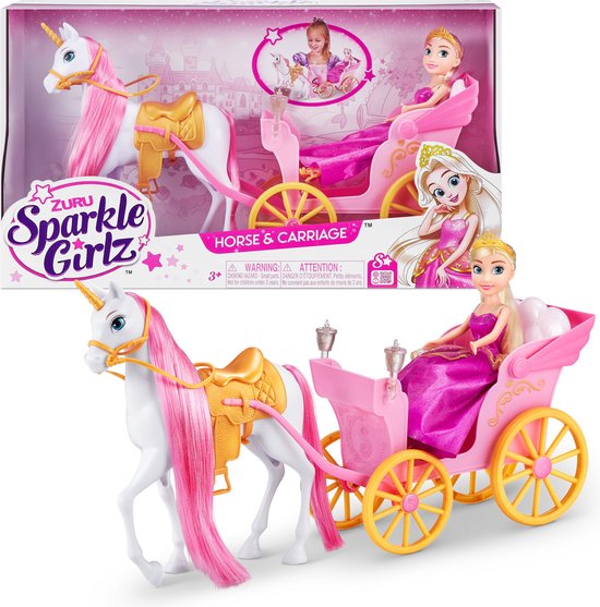 Sparkle Girlz Eenhoorn en prinses pop met rijtuig set van ZURU van Spark