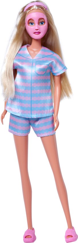 Steffi Love - Beauty Day - Steffi draagt een fashionable pyjama met gezichtsmaskers en pantoffels - Modepop - 29 cm van Steffi Love