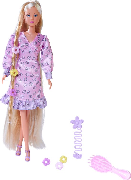 Steffi Love - Flower Hair - Steffi met extra lang haar en 6 haarclips, vlechthulpmiddel en borstel - Modepop - 29 cm van Steffi Love