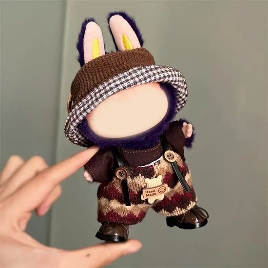 Stijlvolle Poppenkleding voor 17cm Pop – Handgemaakte Outfit voor Labubu DIY Poppen – Compleet Setje zonder Pop of Schoenen – Katoen – Herfstlook van Merkloos