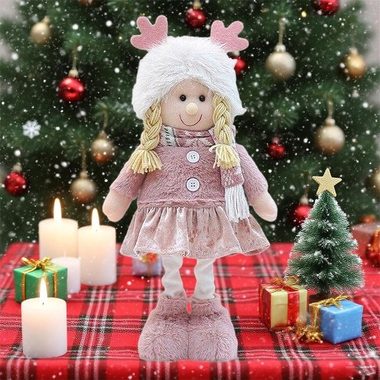 Stoffen Pop - Knuffelpop Decoratie - Kinderkamer Decor - Verstelbare Benen - 35-48 Cm Hoog - Meisje