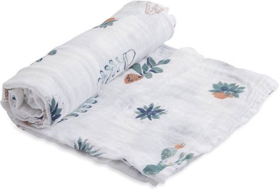 swaddle Cactus XL hydrofiel omslagdoek 120 x 120 cm katoen van Meyco