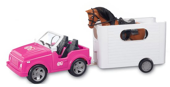 Terreinwagen met paardentrailer van Merkloos