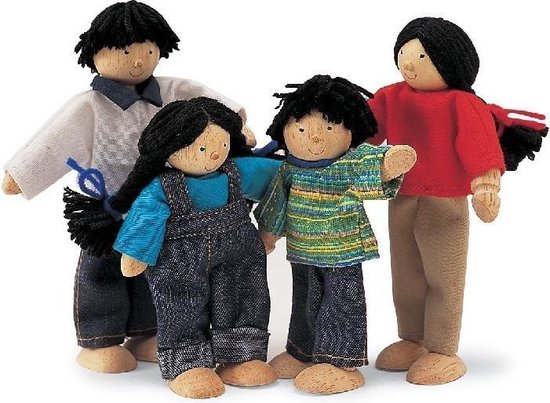 Tidlo Houten Poppenhuis Poppetjes Familie Uit Azie 4 Stuks van Merkloos