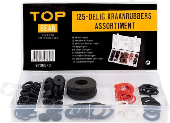 Topgear Kraanleer - Sanitair O - Ring Set - Assortimentbox - 125 stuks van Topgear