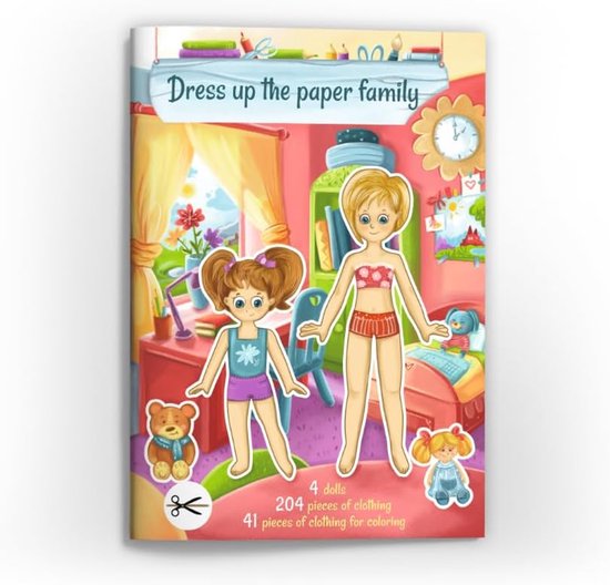 Uitknipbare Papieren Poppen Familie Set met Kleding om Aan en Uit te Trekken van Merkloos