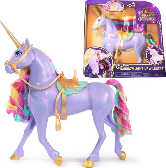 Unicorn Academy - Eenhoorn Wildstar - met regenbooglicht, geluid en muziek, afneembaar hoofdstel en zadel van Unicorn