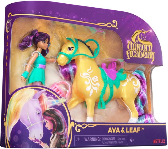 Unicorn Academy – Pop & Eenhoorn - met 2 rijaccessoires en borstel - Speelfigurenset - stijlen kunnen variëren van Unicorn