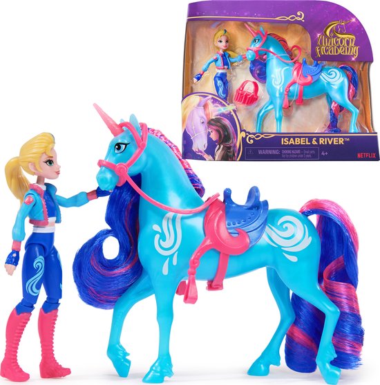 Unicorn Academy – Pop Isabel & Eenhoorn River - met 2 rijaccessoires en borstel - Speelfigurenset van Unicorn