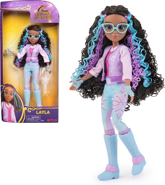 Unicorn Academy - Pop Layla van 24 cm met highlights in het haar - 5 modeaccessoires - Eenhoornspeelgoed van Spin Master