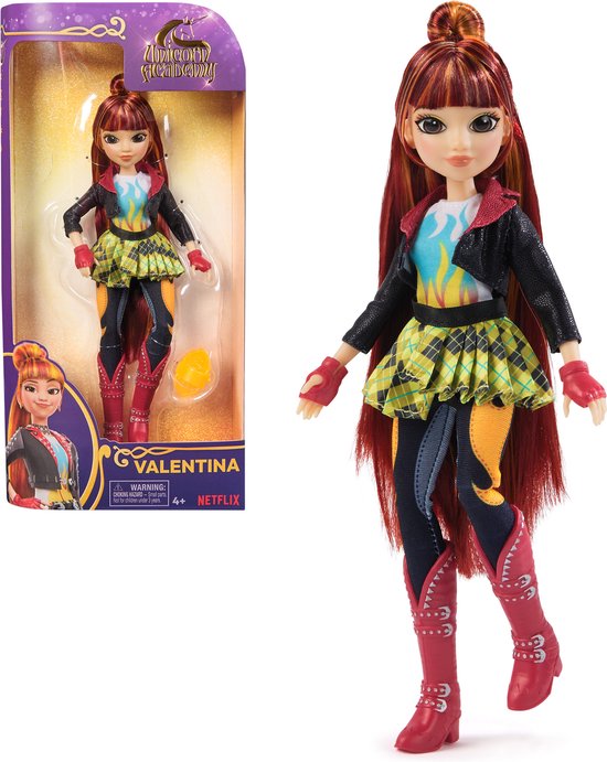Unicorn Academy - Valentina pop van 24 cm met highlights in het haar - 5 modeaccessoires - Eenhoornspeelgoed