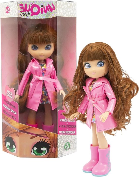 UNIQUE Eyes, Collectie Girly, 25 cm grote pop - Sophia, met hun blik die je uit de ogen volgt, met kleding, speelgoed voor kinderen vanaf 3 jaar, GIOCHI PREZIOSI, MYM123