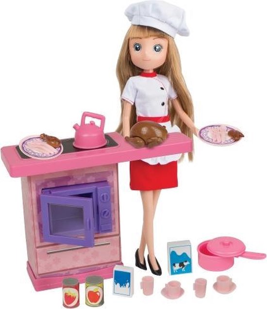 Valentina Chef Pop - Imaginarium - Meisjespop Kok - Met Keuken en Accessoires van Imaginarium
