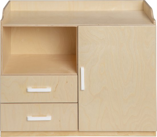 Van Dijk Toys houten poppencommode / poppen commode - Naturel met wit (Kinderopvang kwaliteit) van Van Dijk Toys