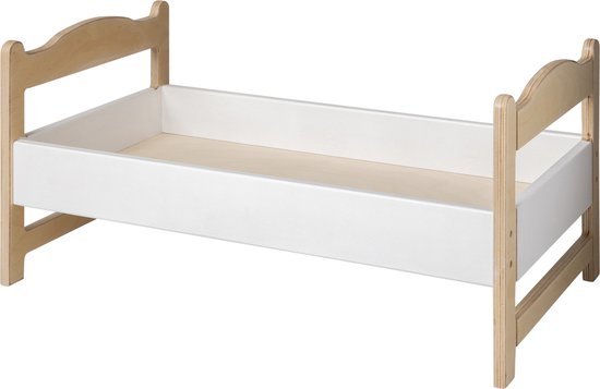 Van Dijk Toys houten speelgoed poppenbed / poppenbedje - Wit (Kinderopvang kwaliteit)Flatpacked van Van Dijk Toys