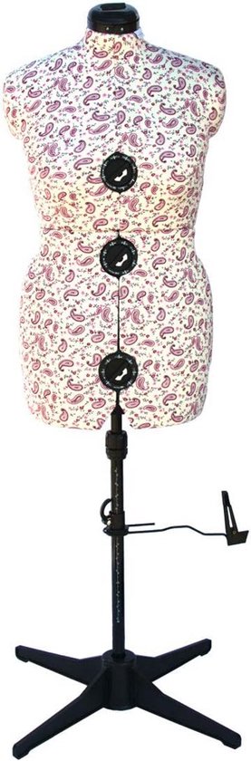 Verstelbare dressmakerspaspop met he mm arker, Florentine paisleystof, kledingmaat 16-20, middellang, 8-delig met vierpotenstandaard voor het vastspelden en passen van kleding van Merkloos
