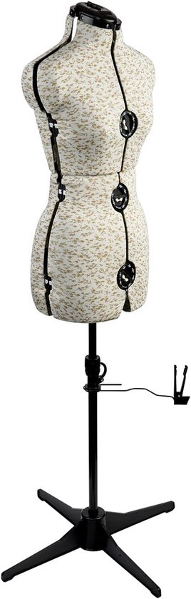 Verstelbare Kleermakerspop Beige Bloemetjes Motief Maten UK 10-20 van Merkloos