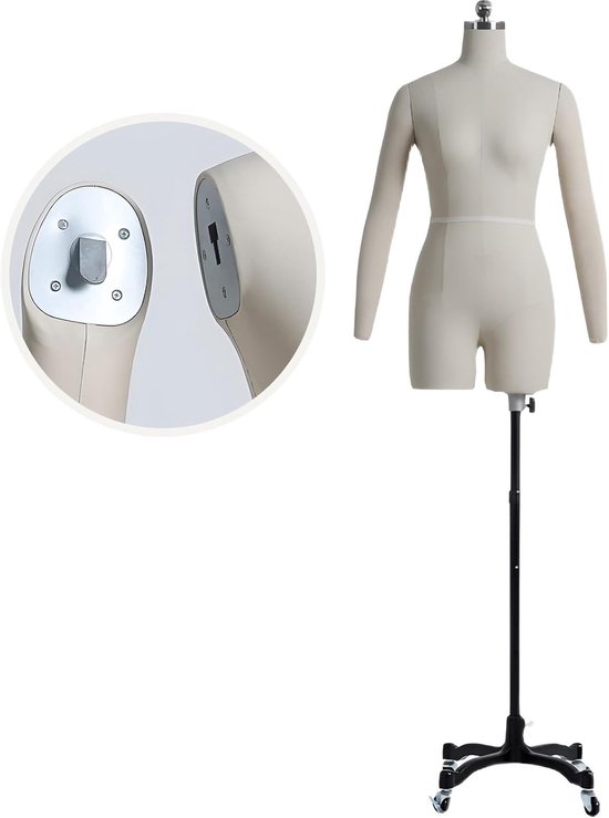 Verstelbare paspop - Kleermakerspop halve body - Kleding op maat maken - Met armen en pinnen - XXXL Model 92