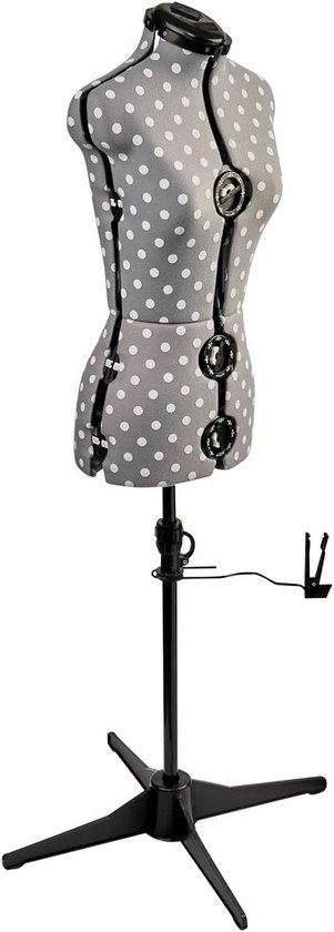 Verstelbare paspop met polkadotsdesign - maat 6 tot 10 - voor het passen en meten van kleding van Merkloos
