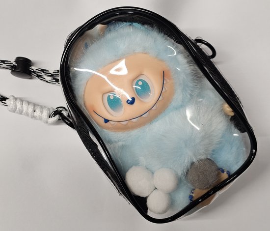 Wakiki - Altijd Handig! - Beschermtasje met koord - tas - opbergtas - beschermhoes geschikt voor de Labubu pop mart knuffel - pop opbergtas - Zittend & Staand model - 15 en17cm modellen