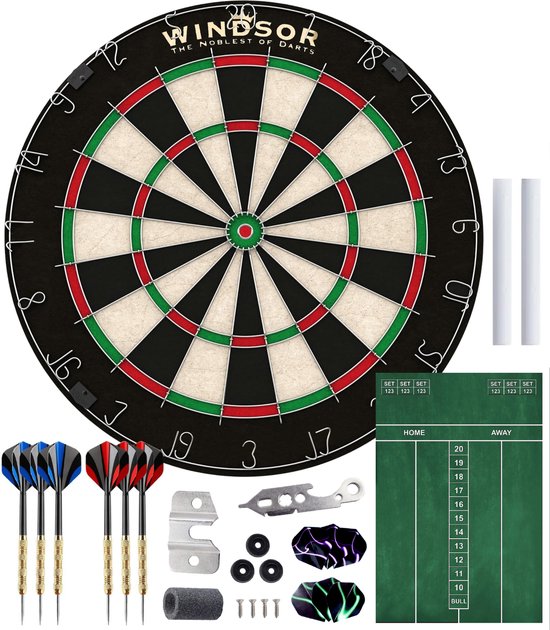 WINDSOR Dartbord - met Dartpijlen & Accessoires - Sisal - Dartboard - Knight 3 van WINDSOR