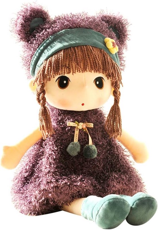 Zachte Pluche Knuffelpop voor Meisjes - Schattige Lappenpop met Hoed en Rok van Merkloos