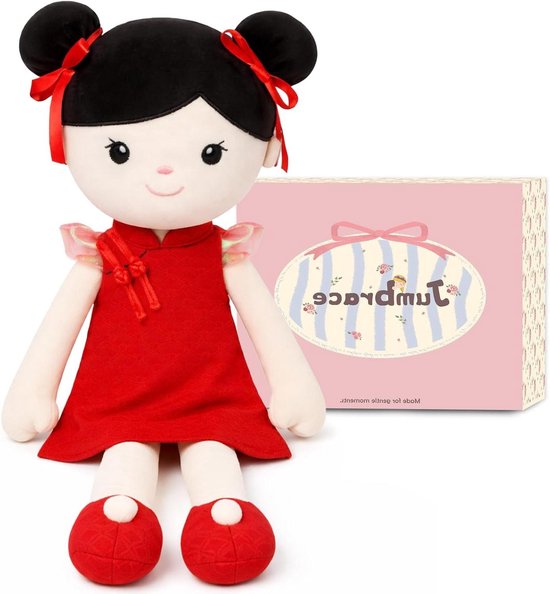 Zachte pop - Pluche speelgoed - Kinderspel - Cheongsam design - 40 cm - Rood