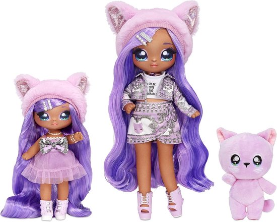 Zachte Poppen Set van 3 met Fashion Poppen en Pluche Dier - Inclusief Accessoires van Merkloos